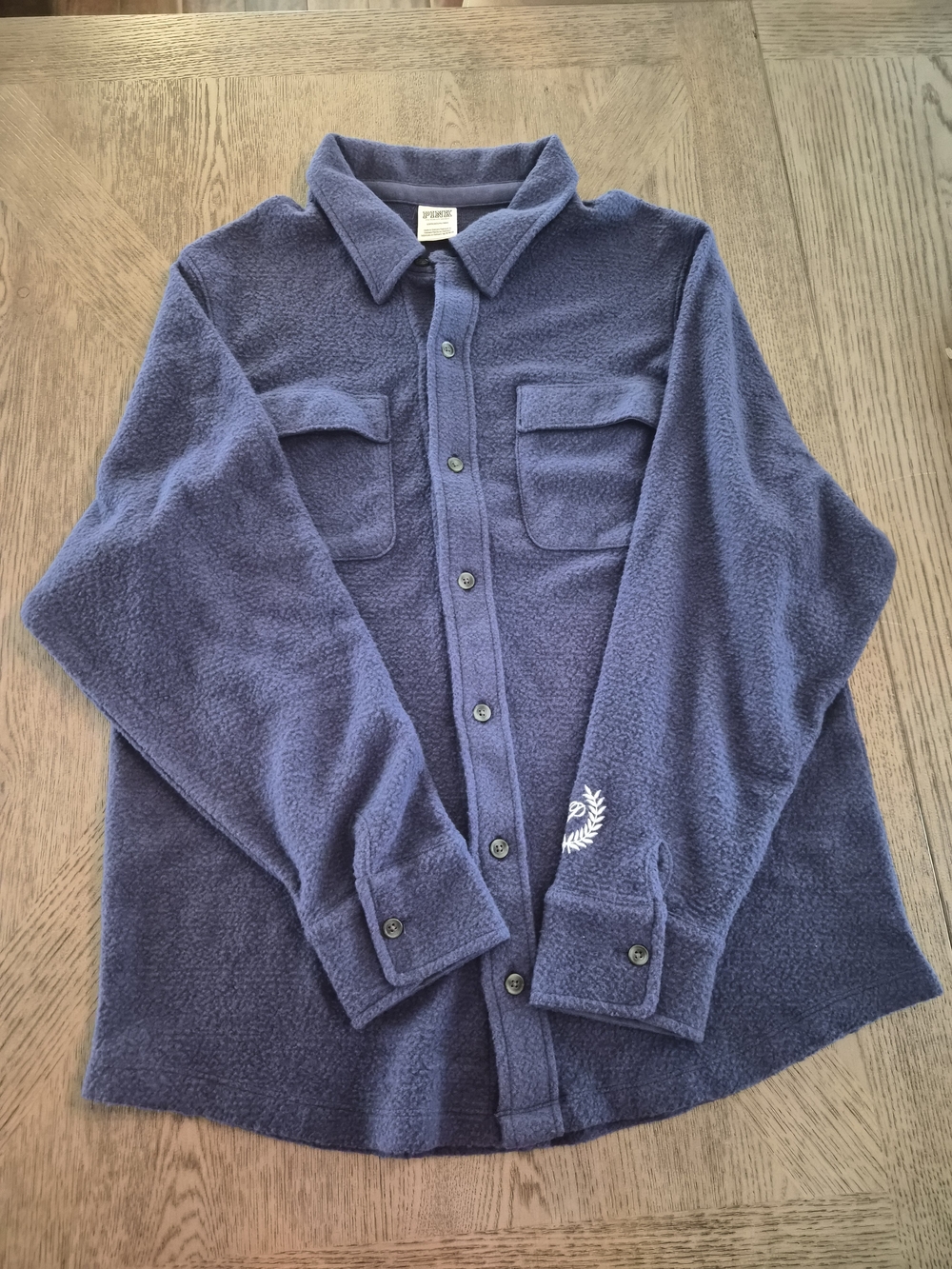 Vintage Navy Blue Fleece Button-Up Shirt Jacket - Picture 1 of 3